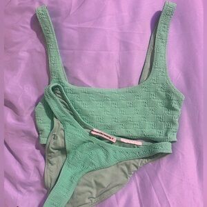 Alexander Wang Seafoam Textured Scoop Bikini Set